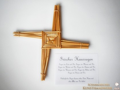 Brigid Kreuz aus Stroh mit Haussegen (Abb. ähnlich)