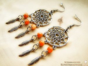 Traumfänger Ohrringe "Calcit (orange)"